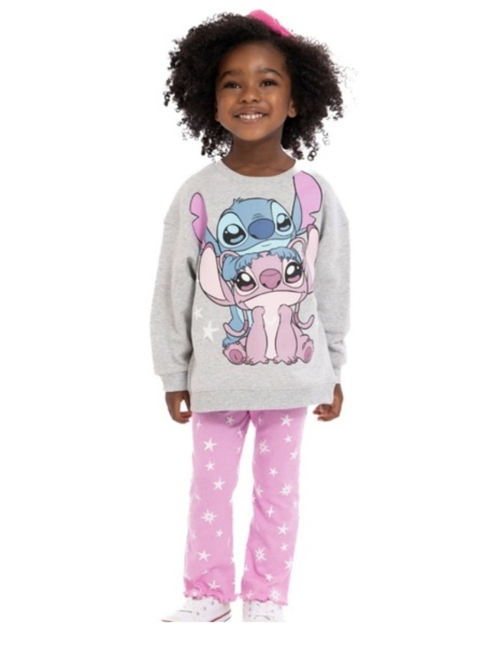 Disney Stitch 2 Pc Sweatshirt Pant Set Grey Blue Pink Purple Todd Girls Size 2T